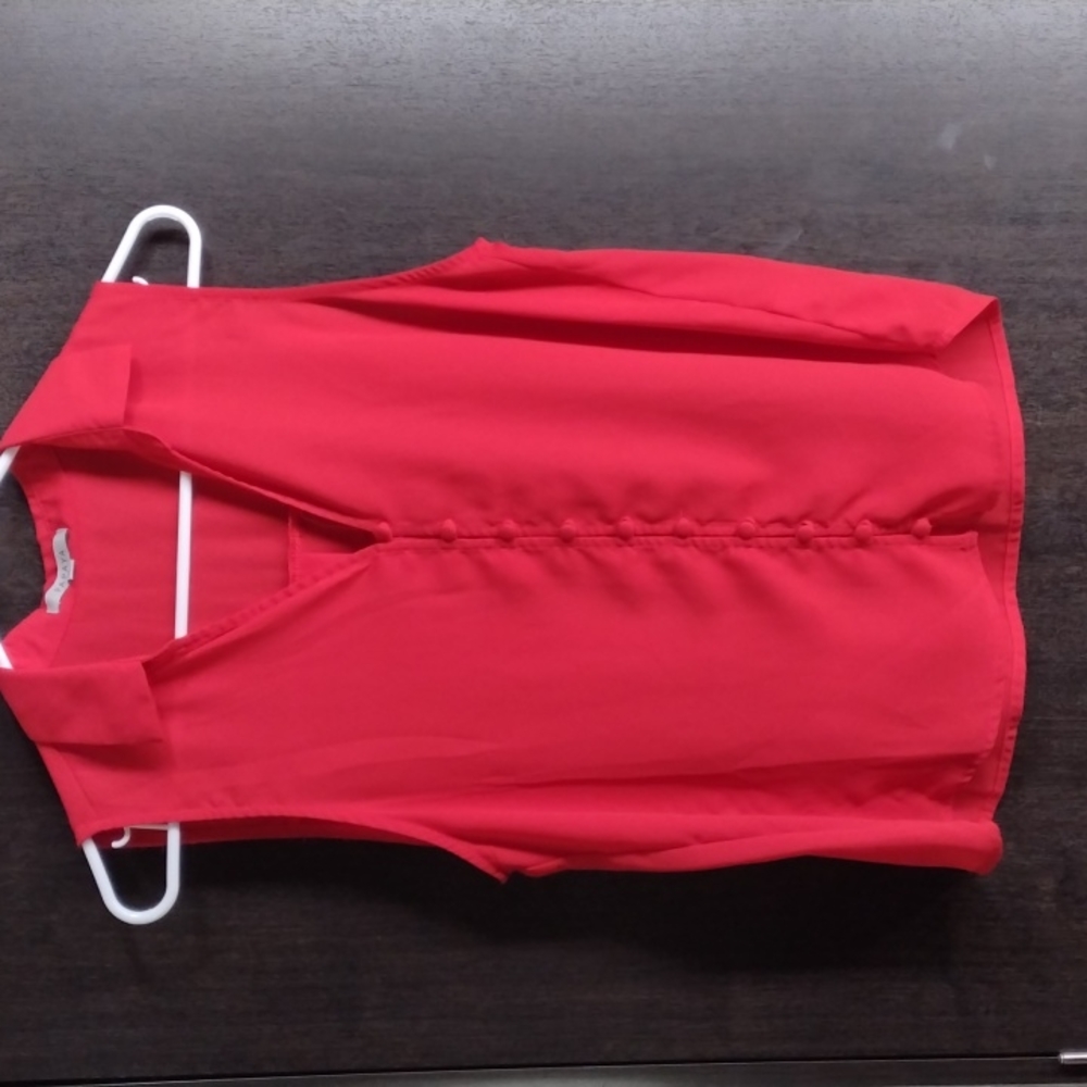 Papaya Semi Sheer Red Sleeveless Blouse Size M